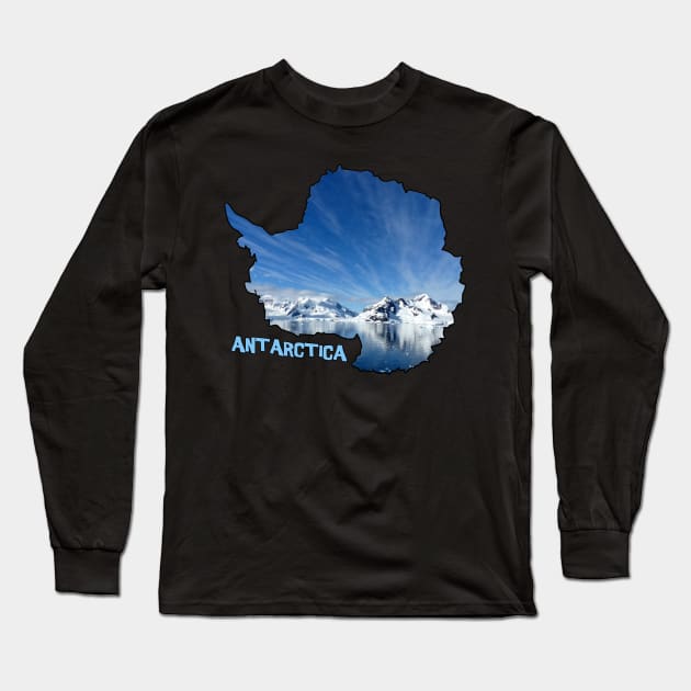 Antarctica Coastline Long Sleeve T-Shirt by gorff